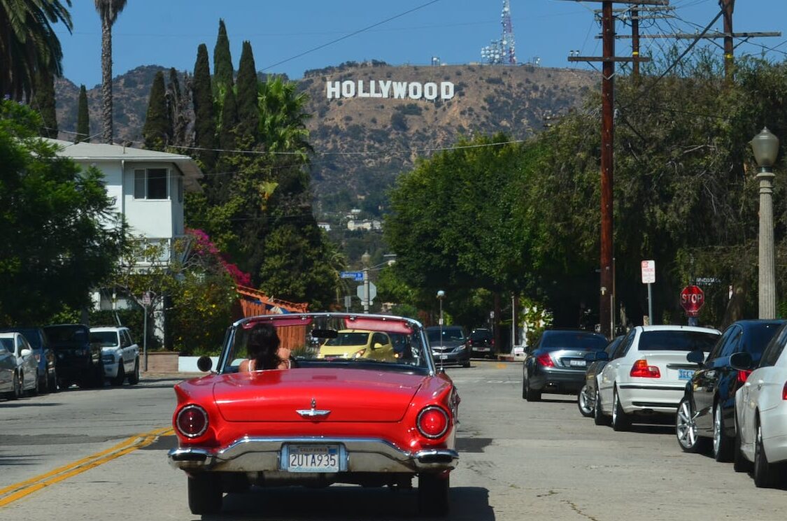 red car on the road